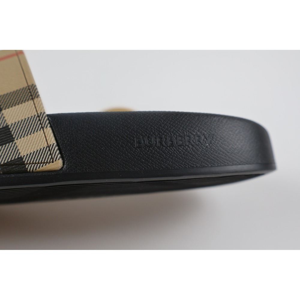 Burberry Womens Slides Vintage Check Beige Plaid 37 NWT $425 - Picture 7 of 11